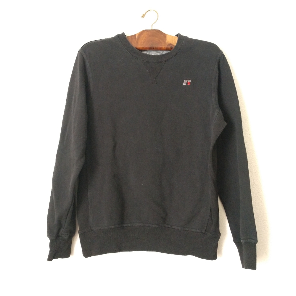 Russell Premium Fleece Sweatshirt Black Side Panels Accent Size Small Chest 36"
